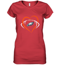 Load image into Gallery viewer, NFL Philadelphia Eagles Heart Love Football Women's V-Neck T-Shirt