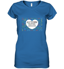 Load image into Gallery viewer, Autism Support Educate Advocate Autism Awareness T shirt Women's V-Neck T-Shirt