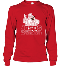 Load image into Gallery viewer, Jesus Drafted My Football Team Fantasy Football Draft Day Long Sleeve T-Shirt