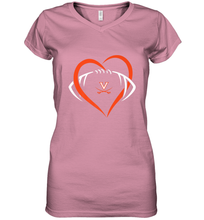 Load image into Gallery viewer, Virginia Cavaliers Large Heart Football Team Women's V-Neck T-Shirt