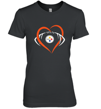 Load image into Gallery viewer, NFL Pittsburgh Steelers Heart Love Football Women's Premium T-Shirt