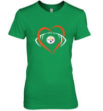 Load image into Gallery viewer, NFL Pittsburgh Steelers Heart Love Football Women's Premium T-Shirt