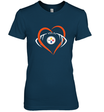 Load image into Gallery viewer, NFL Pittsburgh Steelers Heart Love Football Women's Premium T-Shirt