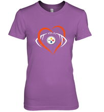 Load image into Gallery viewer, NFL Pittsburgh Steelers Heart Love Football Women's Premium T-Shirt