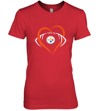 Load image into Gallery viewer, NFL Pittsburgh Steelers Heart Love Football Women's Premium T-Shirt