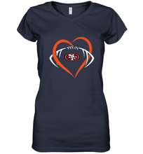 Load image into Gallery viewer, NFL San Francisco Heart Love Football Women's V-Neck T-Shirt