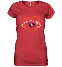 Load image into Gallery viewer, NFL San Francisco Heart Love Football Women's V-Neck T-Shirt