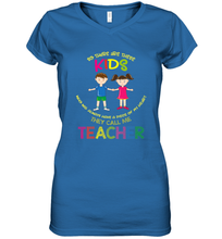 Load image into Gallery viewer, They Call Me Teacher School Kids Fun Appreciation Women's V-Neck T-Shirt