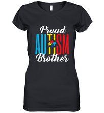 Load image into Gallery viewer, Proud Autism Brother Awareness Support Premium T Shirt Women's V-Neck T-Shirt