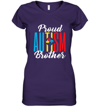 Load image into Gallery viewer, Proud Autism Brother Awareness Support Premium T Shirt Women's V-Neck T-Shirt
