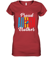 Load image into Gallery viewer, Proud Autism Brother Awareness Support Premium T Shirt Women's V-Neck T-Shirt