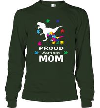 Load image into Gallery viewer, Proud Autism Mom T Rex Dinosaur Autism Awareness Long Sleeve T-Shirt
