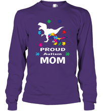 Load image into Gallery viewer, Proud Autism Mom T Rex Dinosaur Autism Awareness Long Sleeve T-Shirt