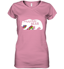 Load image into Gallery viewer, Mama Bear Autism t shirt Autism Awareness Month Women's V-Neck T-Shirt