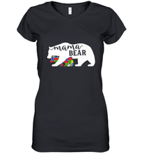Load image into Gallery viewer, Mama Bear Autism t shirt Autism Awareness Month Women's V-Neck T-Shirt
