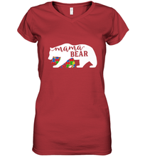 Load image into Gallery viewer, Mama Bear Autism t shirt Autism Awareness Month Women's V-Neck T-Shirt