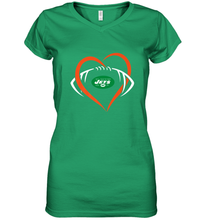 Load image into Gallery viewer, NFL New York Jets Heart Love Football Women's V-Neck T-Shirt