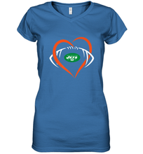 Load image into Gallery viewer, NFL New York Jets Heart Love Football Women's V-Neck T-Shirt