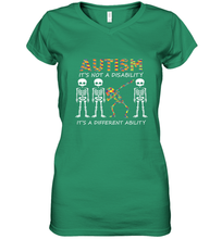 Load image into Gallery viewer, Autism it's a different ability Funny Dabbing skeleton Gift Women's V-Neck T-Shirt