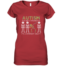 Load image into Gallery viewer, Autism it's a different ability Funny Dabbing skeleton Gift Women's V-Neck T-Shirt