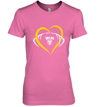 Load image into Gallery viewer, Valparaiso Crusaders Large Heart Football Women's Premium T-Shirt