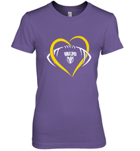 Load image into Gallery viewer, Valparaiso Crusaders Large Heart Football Women's Premium T-Shirt