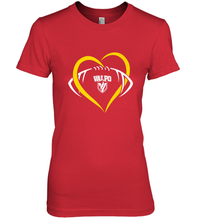 Load image into Gallery viewer, Valparaiso Crusaders Large Heart Football Women's Premium T-Shirt