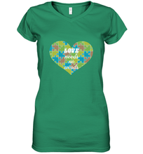Load image into Gallery viewer, Love needs no words Autism Awareness DayT shirt Women's V-Neck T-Shirt
