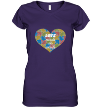 Load image into Gallery viewer, Love needs no words Autism Awareness DayT shirt Women's V-Neck T-Shirt
