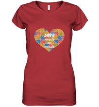 Load image into Gallery viewer, Love needs no words Autism Awareness DayT shirt Women's V-Neck T-Shirt
