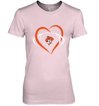 Load image into Gallery viewer, Oklahoma State Cowboys Large Heart  Football  Team Women's Premium T-Shirt
