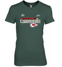 Load image into Gallery viewer, Youth Kansas City Chiefs NFL Pro Line by Fanatics Super Bowl LIV Champions Trophy Women's Premium T-Shirt
