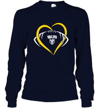 Load image into Gallery viewer, Valparaiso Crusaders Large Heart  Football Long Sleeve T-Shirt
