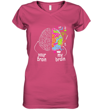 Load image into Gallery viewer, Neurodiversity brain Gift idea for Dyslexia ADHD Autism ASD Women's V-Neck T-Shirt
