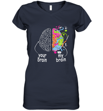 Load image into Gallery viewer, Neurodiversity brain Gift idea for Dyslexia ADHD Autism ASD Women's V-Neck T-Shirt
