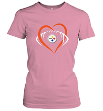 Load image into Gallery viewer, NFL Pittsburgh Steelers Heart Love Football Women's T-Shirt
