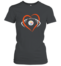 Load image into Gallery viewer, NFL Pittsburgh Steelers Heart Love Football Women's T-Shirt
