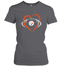 Load image into Gallery viewer, NFL Pittsburgh Steelers Heart Love Football Women's T-Shirt
