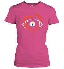 Load image into Gallery viewer, NFL Pittsburgh Steelers Heart Love Football Women's T-Shirt
