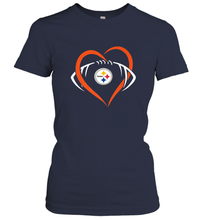 Load image into Gallery viewer, NFL Pittsburgh Steelers Heart Love Football Women's T-Shirt
