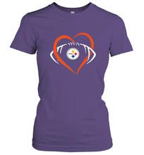 Load image into Gallery viewer, NFL Pittsburgh Steelers Heart Love Football Women's T-Shirt
