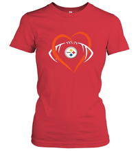 Load image into Gallery viewer, NFL Pittsburgh Steelers Heart Love Football Women's T-Shirt
