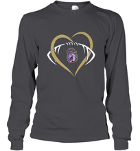 Load image into Gallery viewer, James Madison Dukes Large Heart  Football  Team Long Sleeve T-Shirt
