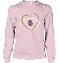 Load image into Gallery viewer, James Madison Dukes Large Heart  Football  Team Long Sleeve T-Shirt
