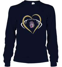 Load image into Gallery viewer, James Madison Dukes Large Heart  Football  Team Long Sleeve T-Shirt
