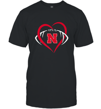 Load image into Gallery viewer, Nebraska Cornhuskers Large Heart  Football  Team Premium Men's T-Shirt
