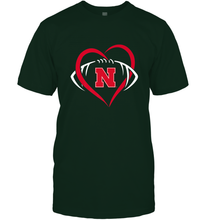 Load image into Gallery viewer, Nebraska Cornhuskers Large Heart  Football  Team Premium Men's T-Shirt
