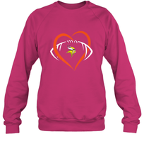 Load image into Gallery viewer, NFL Minnesota Vikings Heart Love Football Crewneck Sweatshirt
