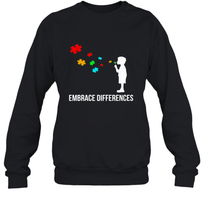 Load image into Gallery viewer, Embrace Differences  Support Autism Awareness Day Tee Crewneck Sweatshirt
