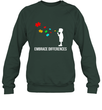 Load image into Gallery viewer, Embrace Differences  Support Autism Awareness Day Tee Crewneck Sweatshirt
